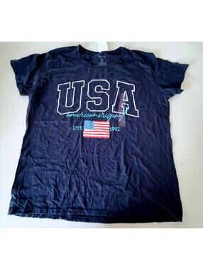 Zoe + Liv Navy Blue USA American Original Crew Neck T-Shirt Men Size XXL